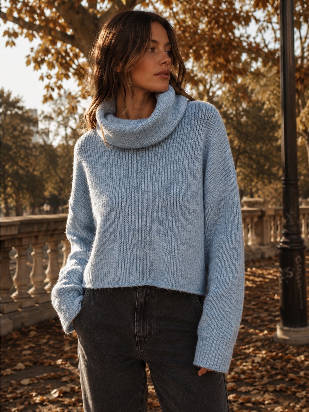 Blue soft turtleneck